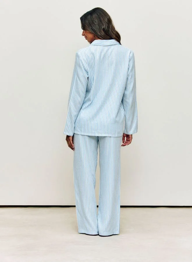 UNDIZ blue Striped flannel trousers for Women | Best Price UAE